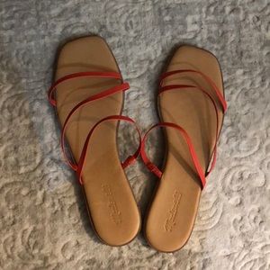 MADEWELL  3 Strap Orange Strappy Flat Sandal